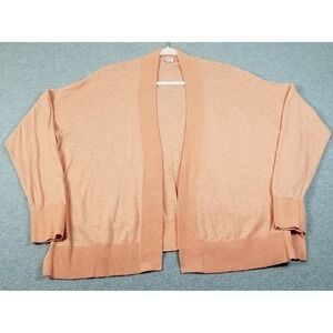 GAP Cardigan Sweater Women Large L Orange Striped Open Front Stretch Casual Knit